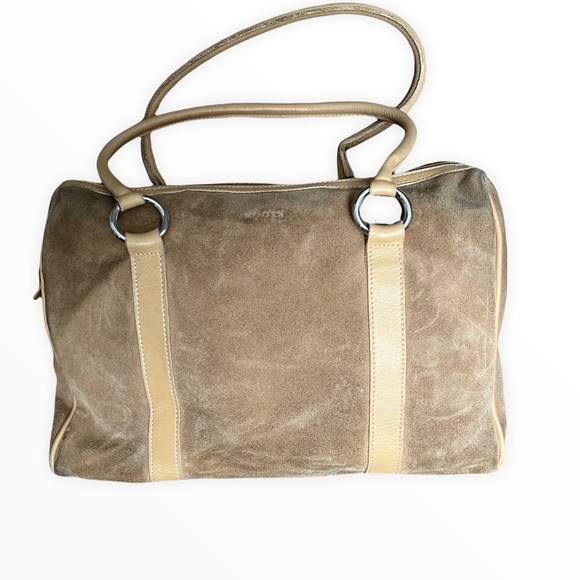 Roots Vintage 90’s Suede & Leather Zip Top Bag - Picture 1 of 14